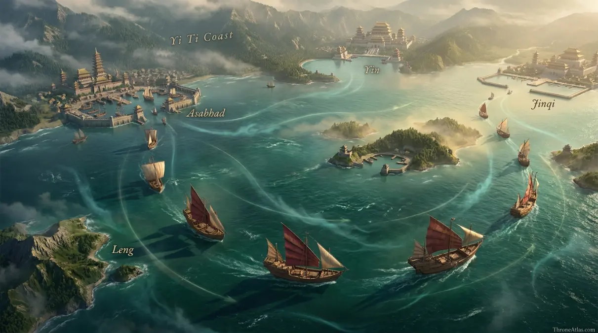 Detailed Jade Sea map with labeled geographic anchors and route relationships