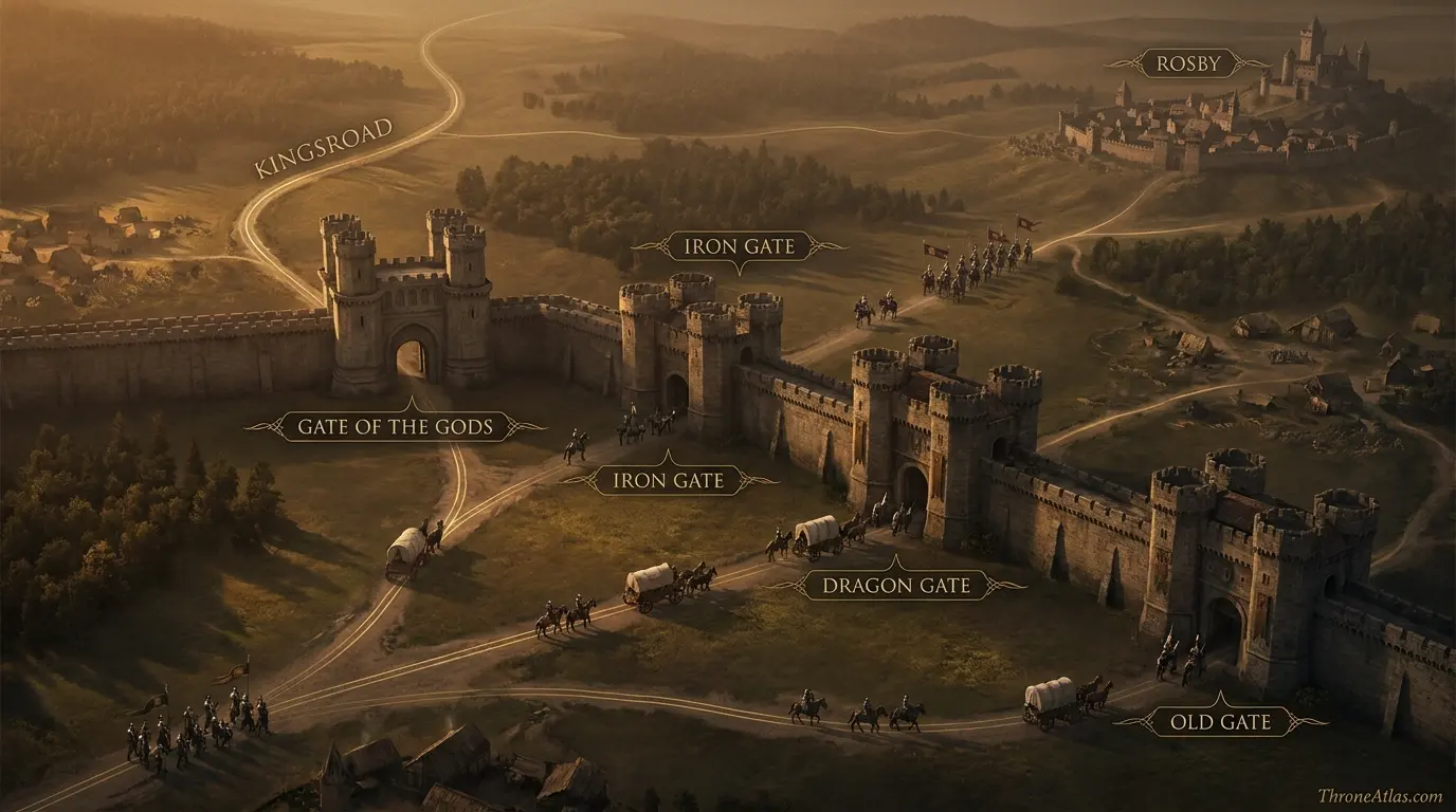 King&rsquo;s Landing gates map showing the seven city entrances around the capital walls