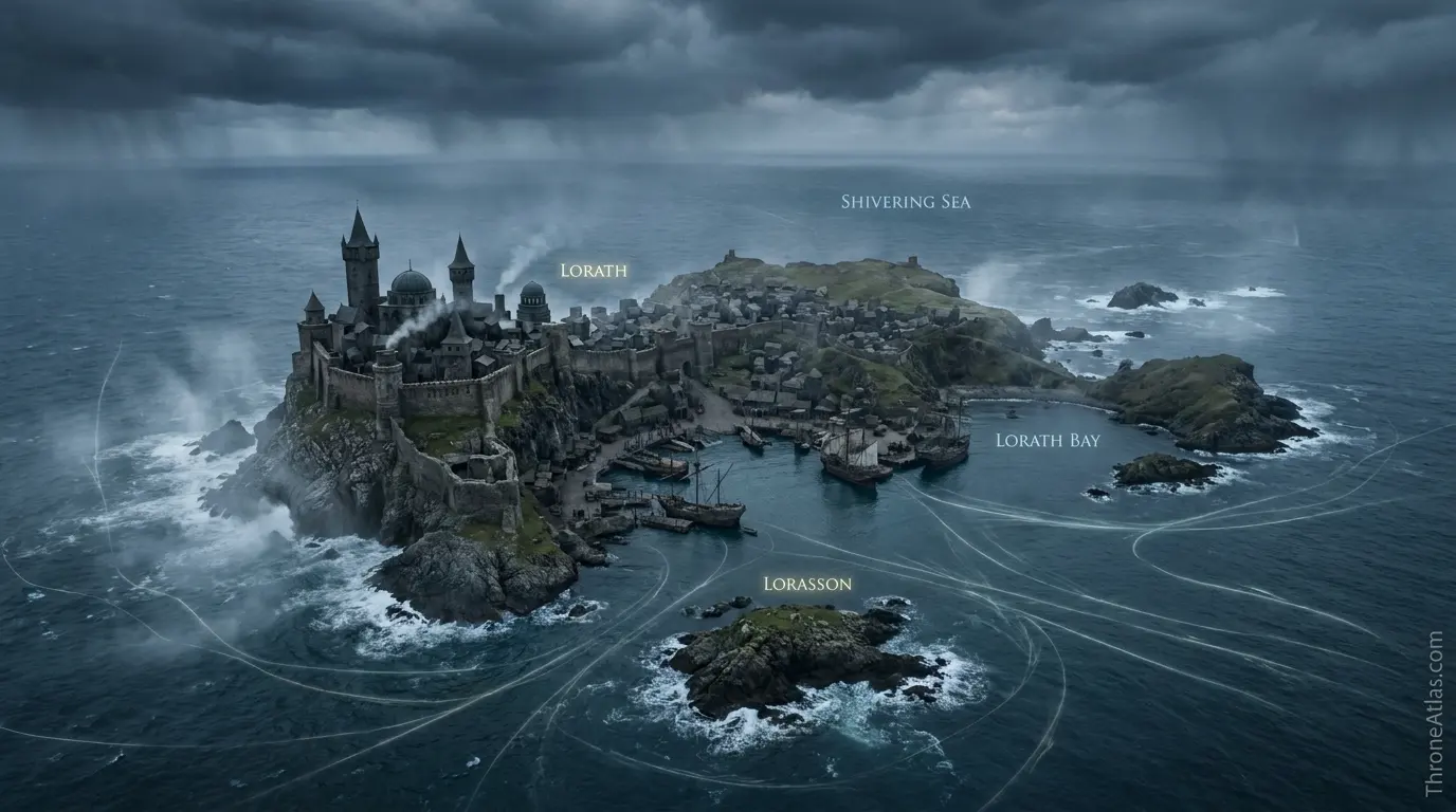 Lorath Map overview showing major locations and surrounding geography