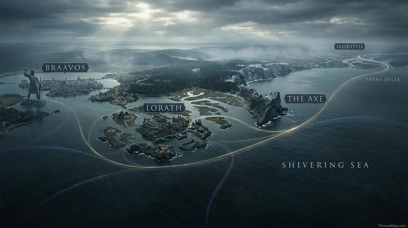 Lorath Map contextual geography showing surrounding regions routes and landmarks