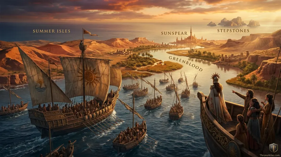 nymeria journey map locations, landmarks and geographic context