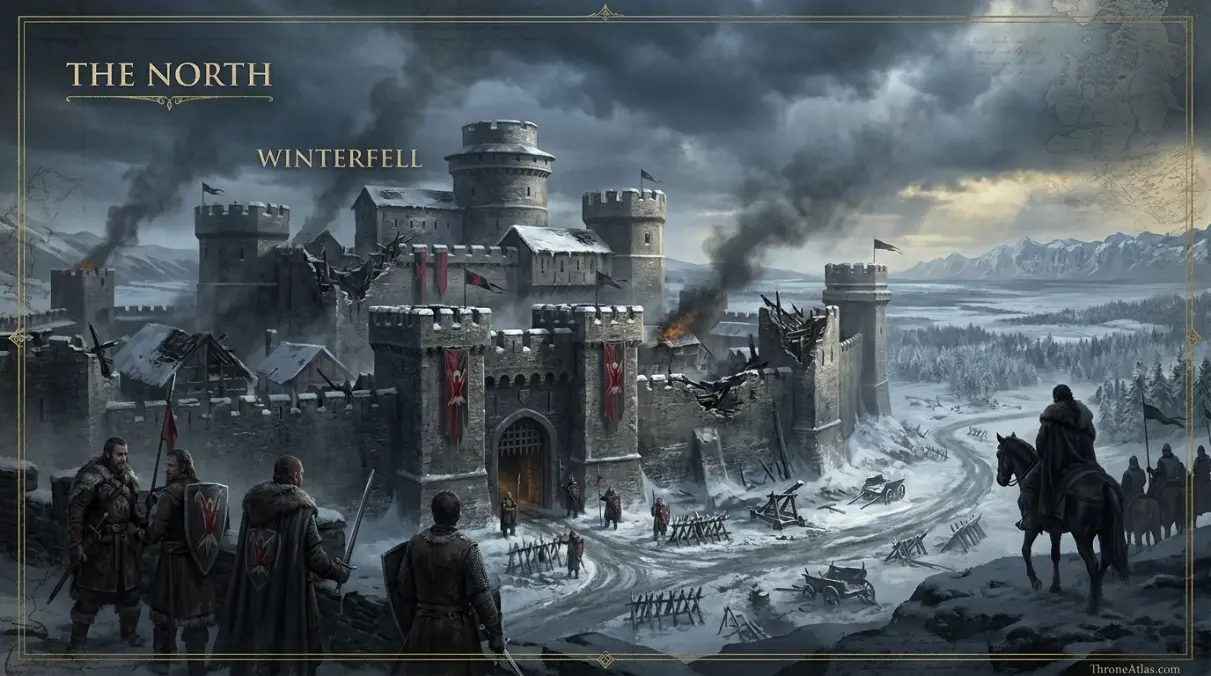 Ramsay Bolton route atlas with Dreadfort, Hornwood lands, Winterfell, Barrowton and Moat Cailin