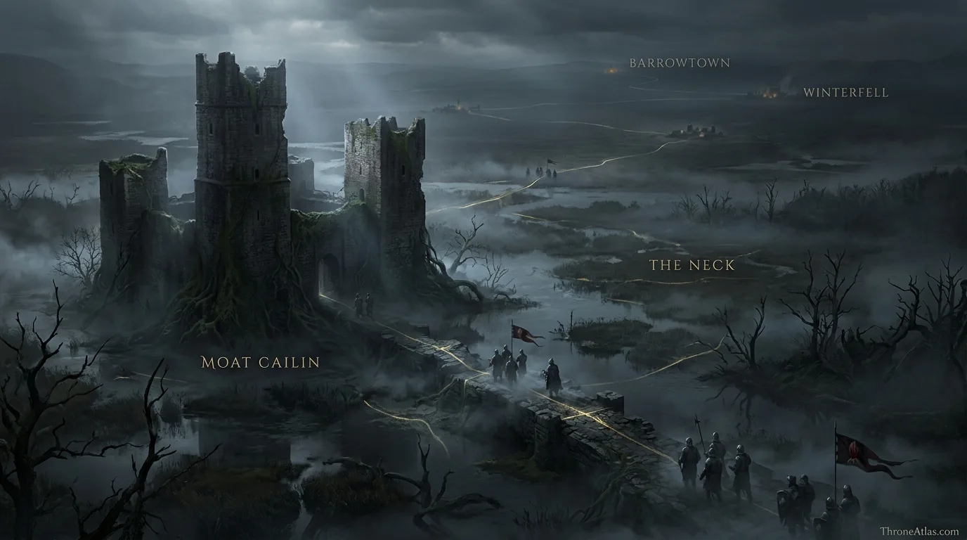 Northern Bolton power map showing Dreadfort, Winterfell, Barrowton, Moat Cailin and Stannis pressure