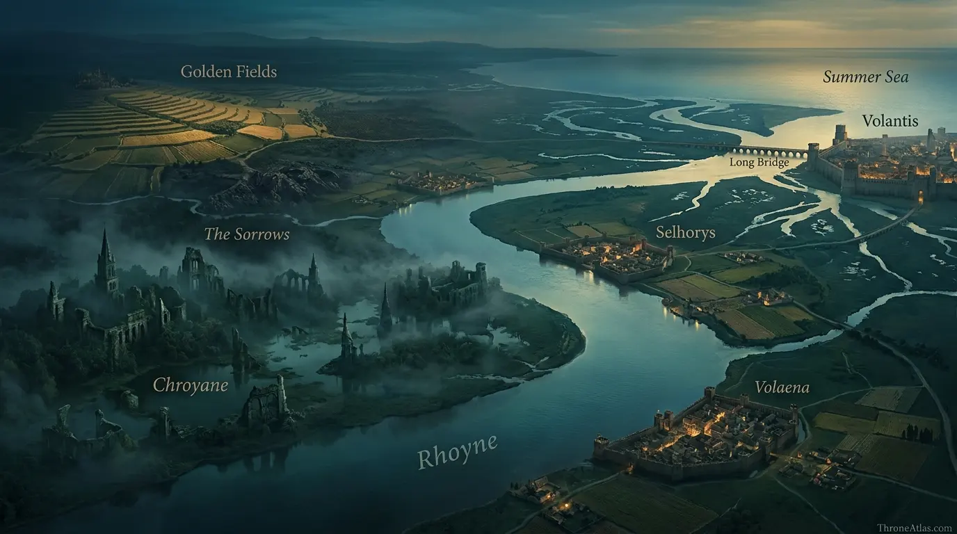 Rhoyne River Map contextual geography showing surrounding regions routes and landmarks