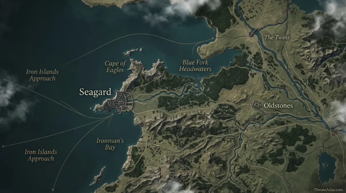Seagard Map contextual view showing surrounding roads coasts terrain and neighboring locations
