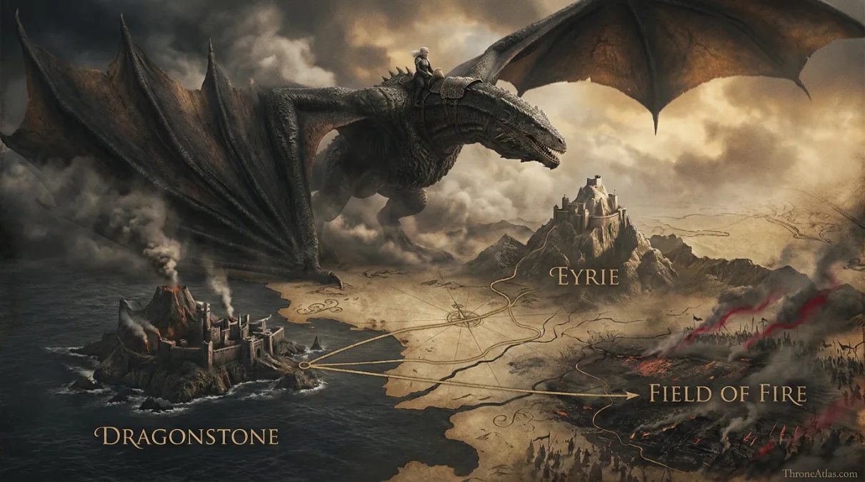 Vhagar Locations Map: Visenya, Laena, Aemond & 181 Years of Dragonflight illustrated hero map