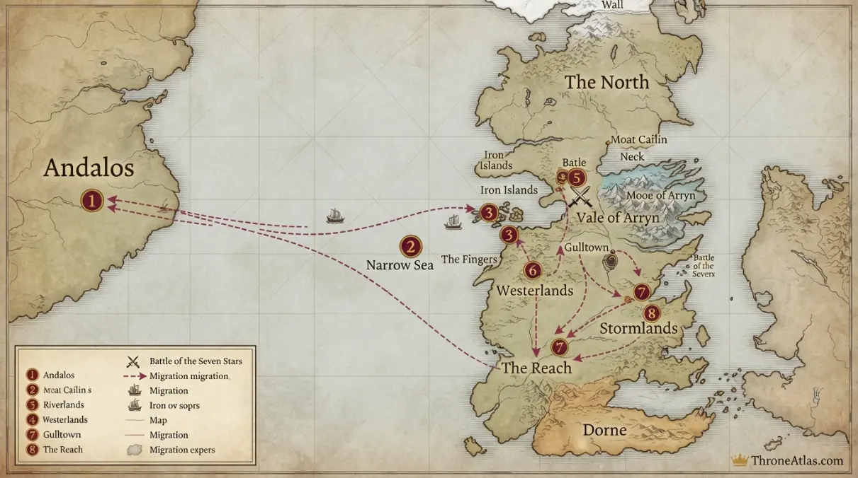 Andal Invasion Map overview showing major locations and geographic relationships