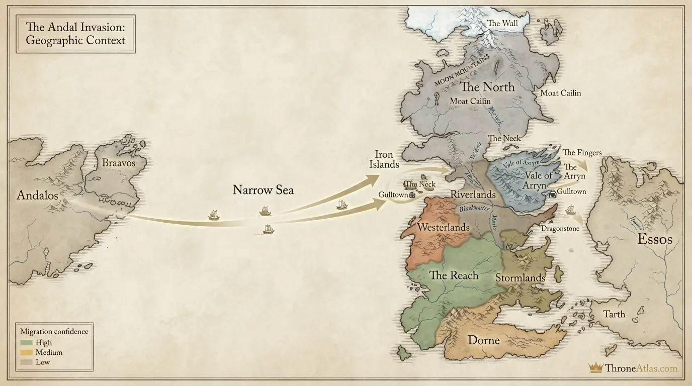 Andal Invasion Map contextual geography showing surrounding regions routes terrain and political connections