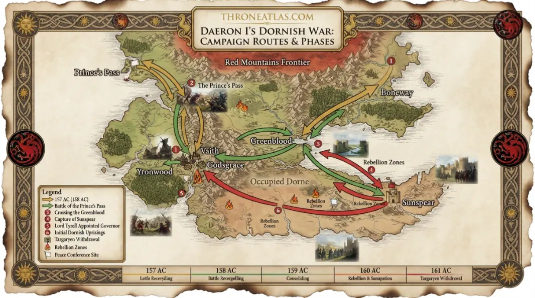 Conquest of Dorne Map contextual geography showing surrounding regions routes terrain and political connections