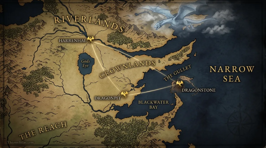 Detailed Dreamfyre locations map with labeled locations route phases and strategic geography