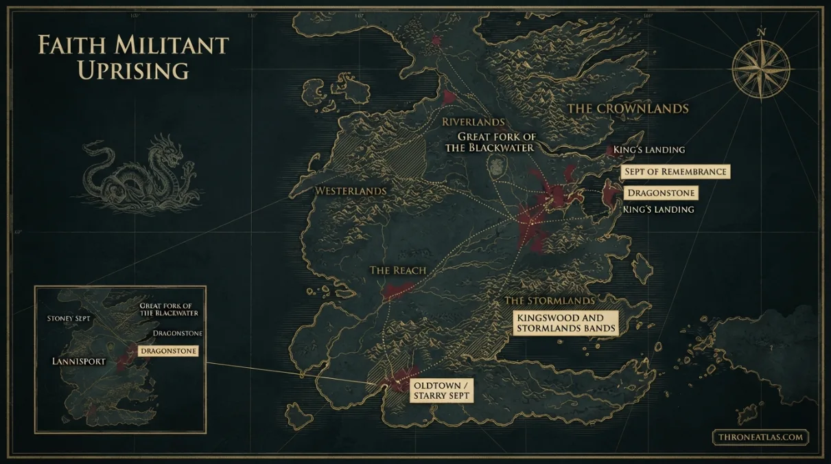 Faith Militant Uprising Map contextual geography showing surrounding regions routes terrain and political connections