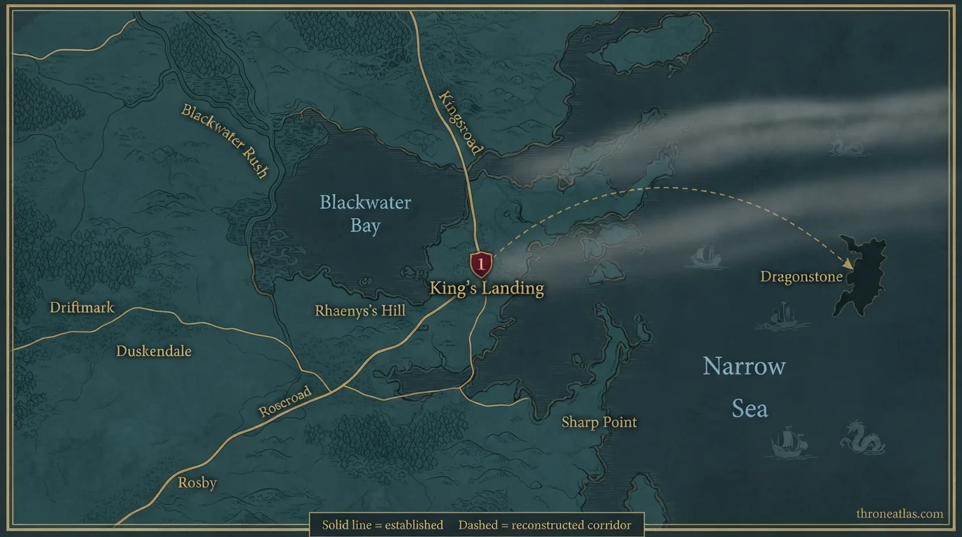 Detailed Helaena Targaryen locations map with labeled locations route phases and surrounding geography