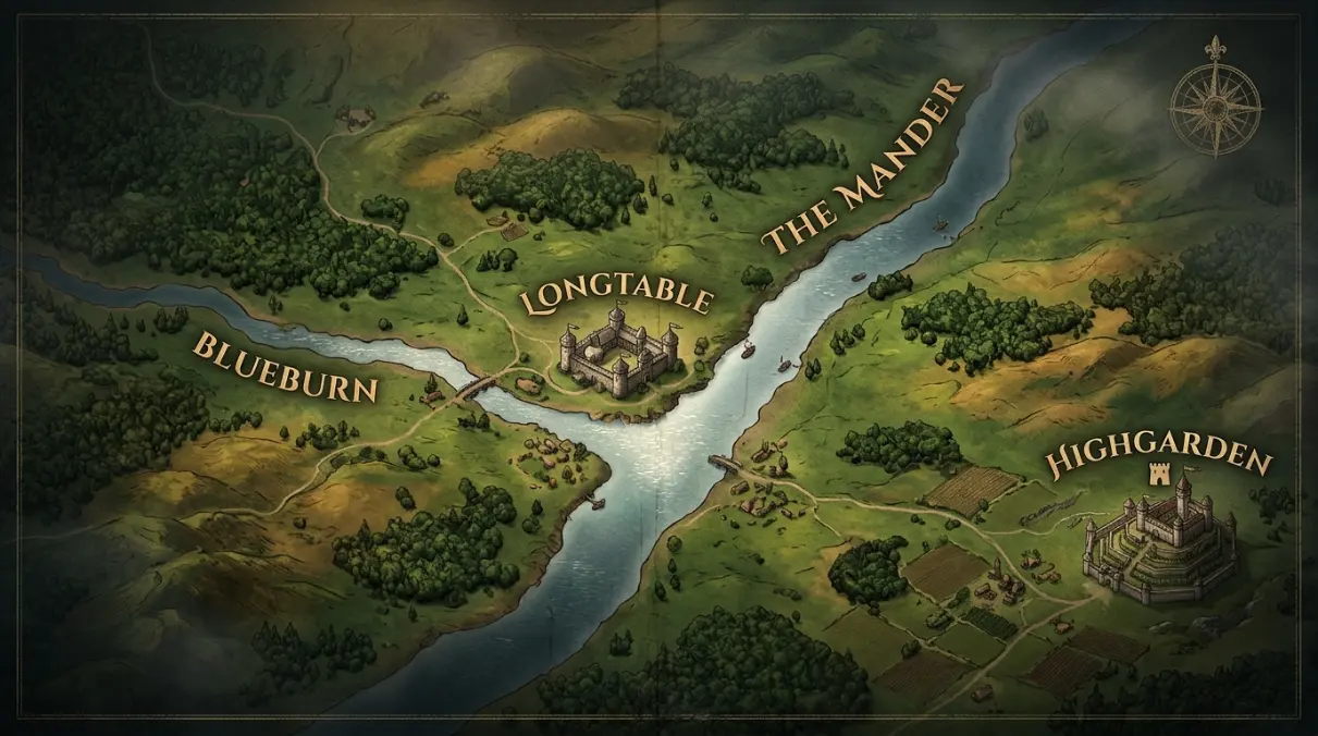 House Merryweather Map overview showing major locations and surrounding geography