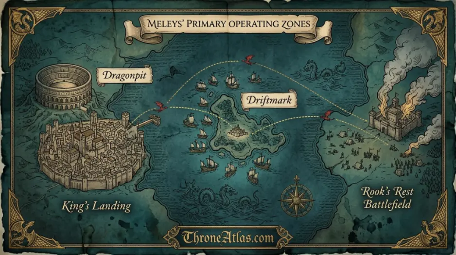 Detailed Meleys locations map with labeled locations route phases and strategic geography