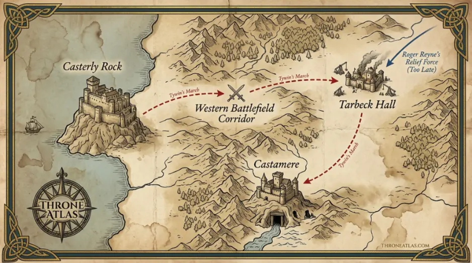 Reyne&ndash;Tarbeck Rebellion Map overview showing major locations and geographic relationships
