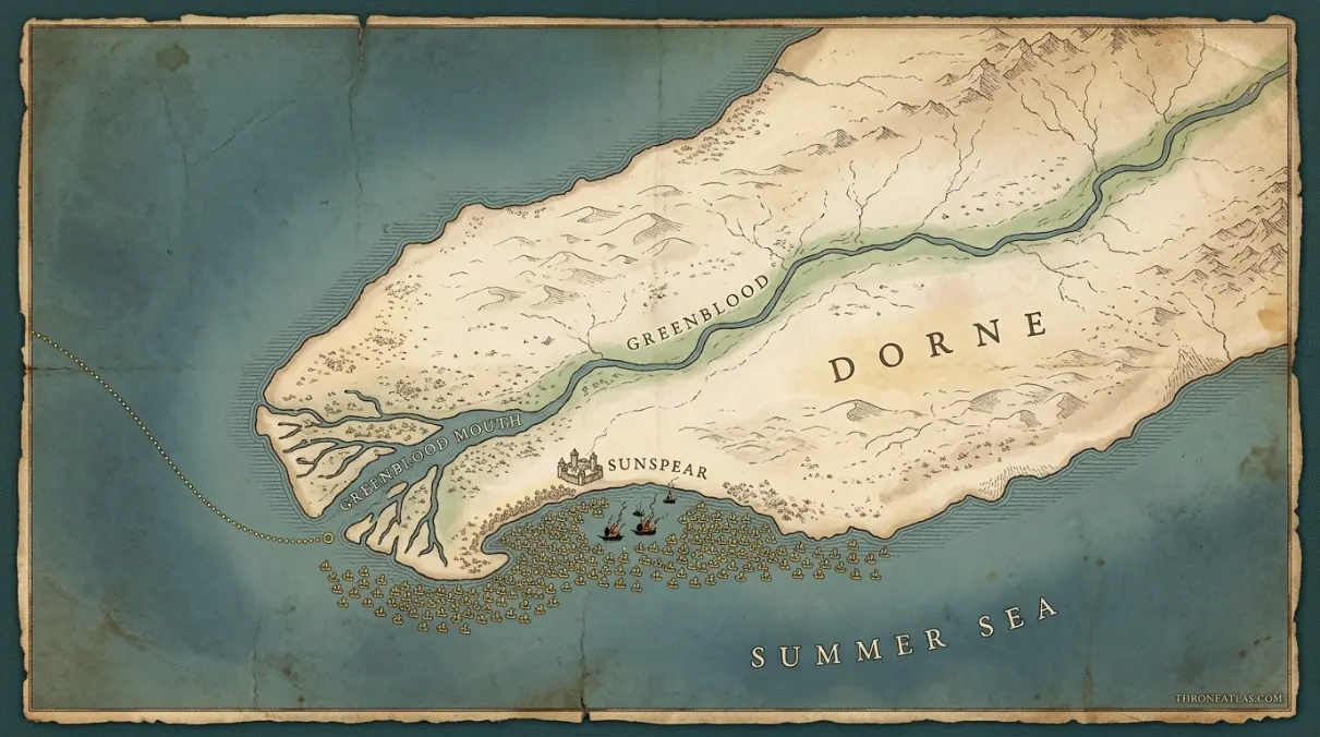 Rhoynar Migration Map contextual geography showing surrounding regions routes terrain and political connections