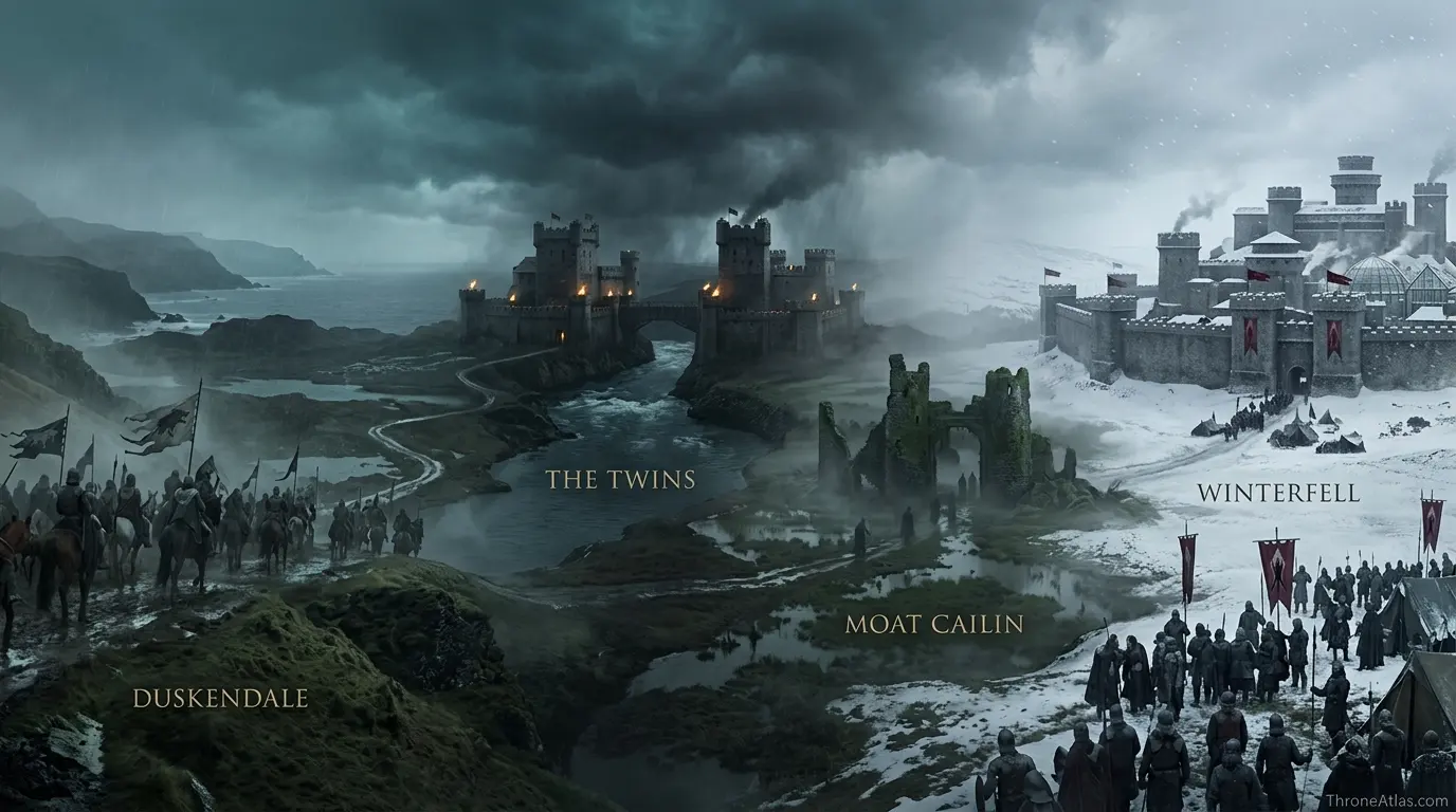 Roose Bolton Campaign Map contextual geography showing neighboring regions roads waterways and story connections