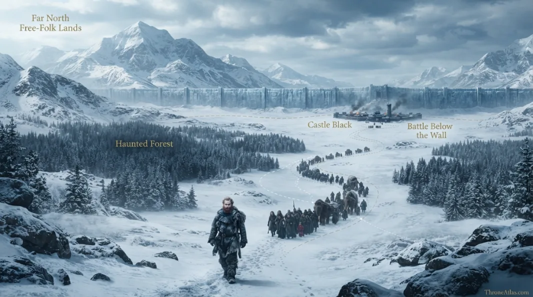 Tormund Giantsbane Journey Map overview showing major locations and route geography